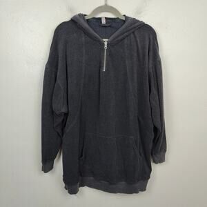 Intimately Free People Oversized 1/2 Zip Hoodie Womens XS Soft Black Lounge Boho